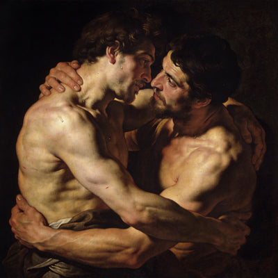 Gay Art – Zwei schwule Männer nackt und ineinander verschlungen im Caravaggio-Stil, Leinwandbild Canvas print, KUNSTWERK BILDER