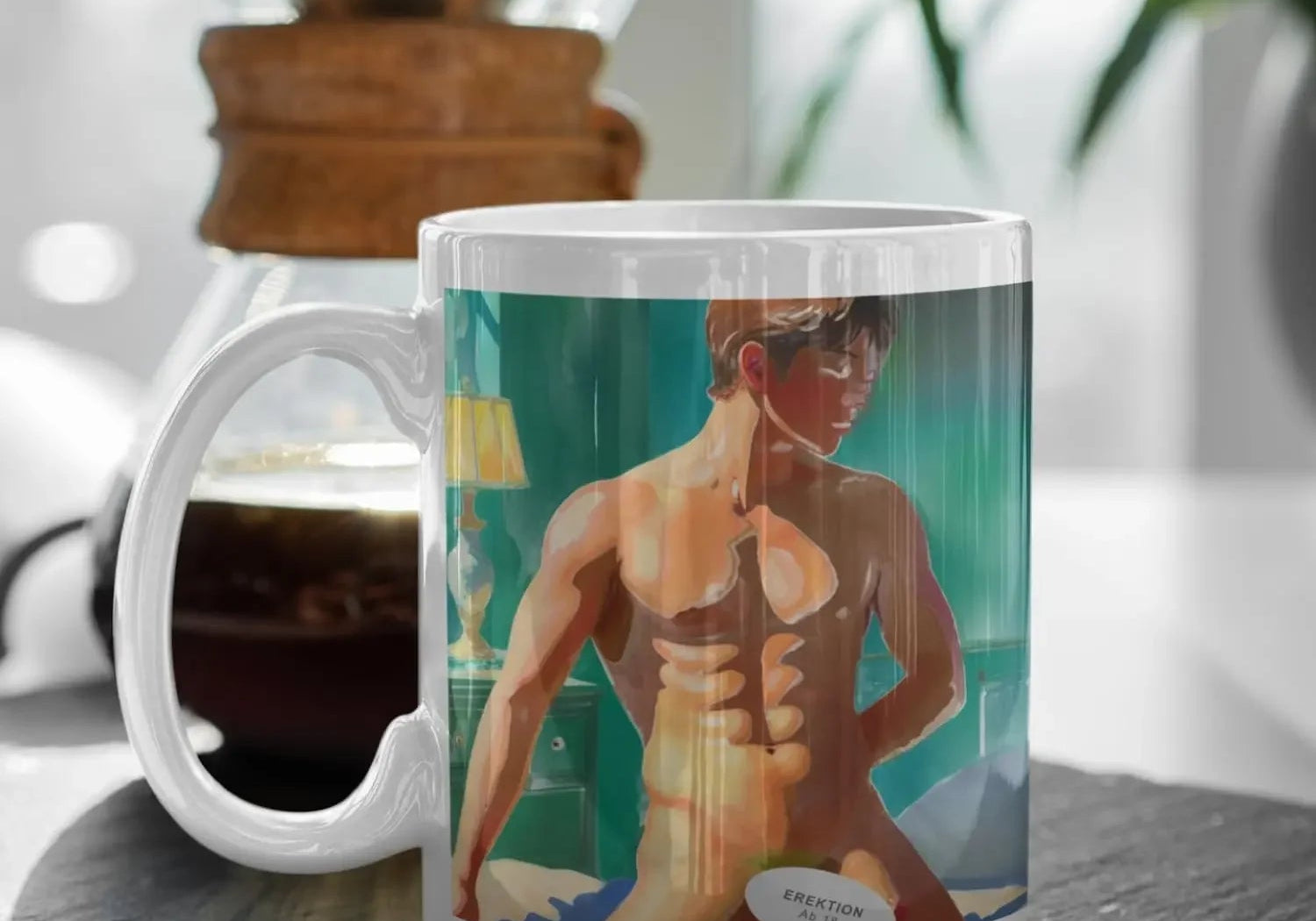 Die meistgekaufte Tasse bei KUNSTWERK BILDER - Erektion zum Morgenkaffee