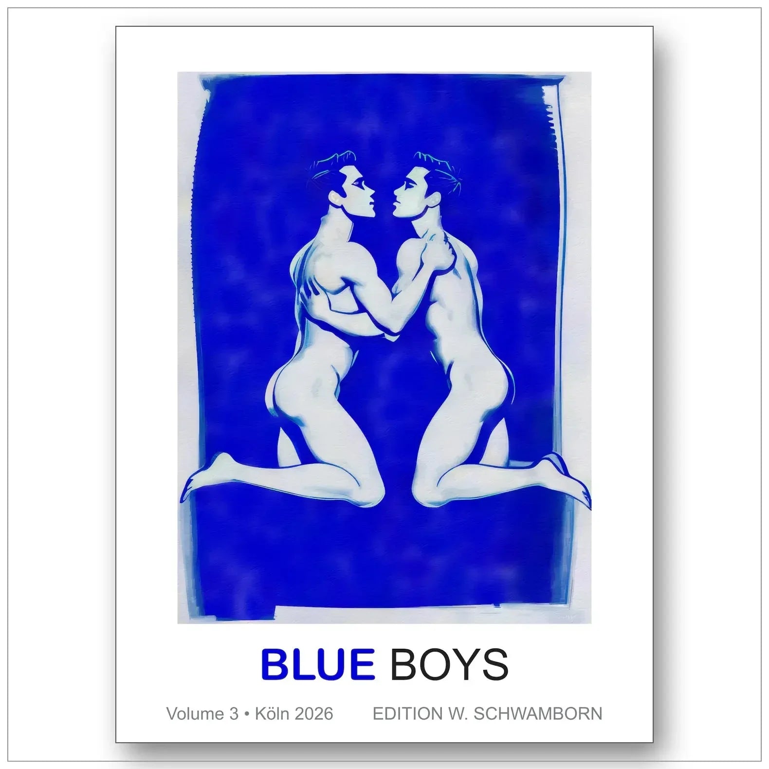 Blue Boys #3 Poster - Premium Gay Love Art Aquarell-Stil