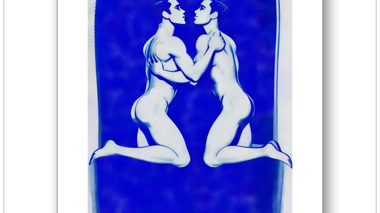 Blue Boys #3 Poster - Premium Gay Love Art Aquarell-Stil