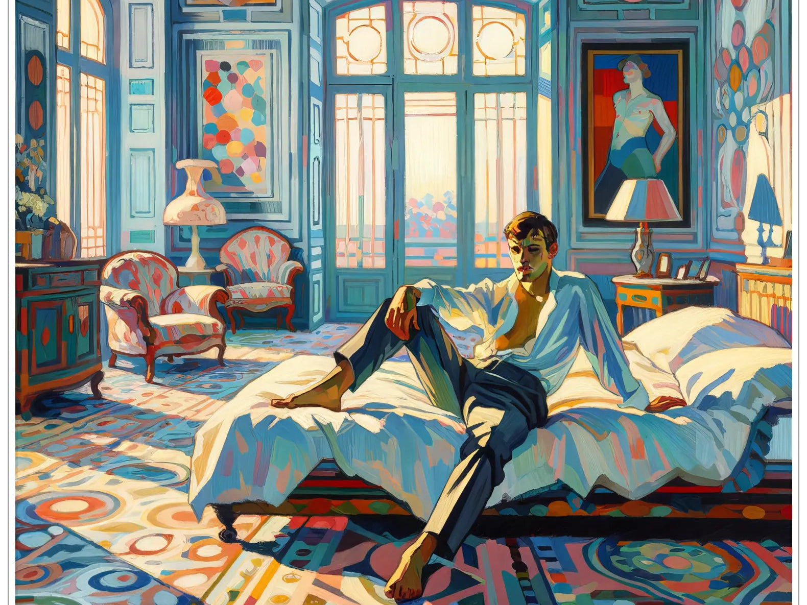 Bourgois Canvas - Elegantes Aquarell-Porträt bei KUNSTWERK BILDER