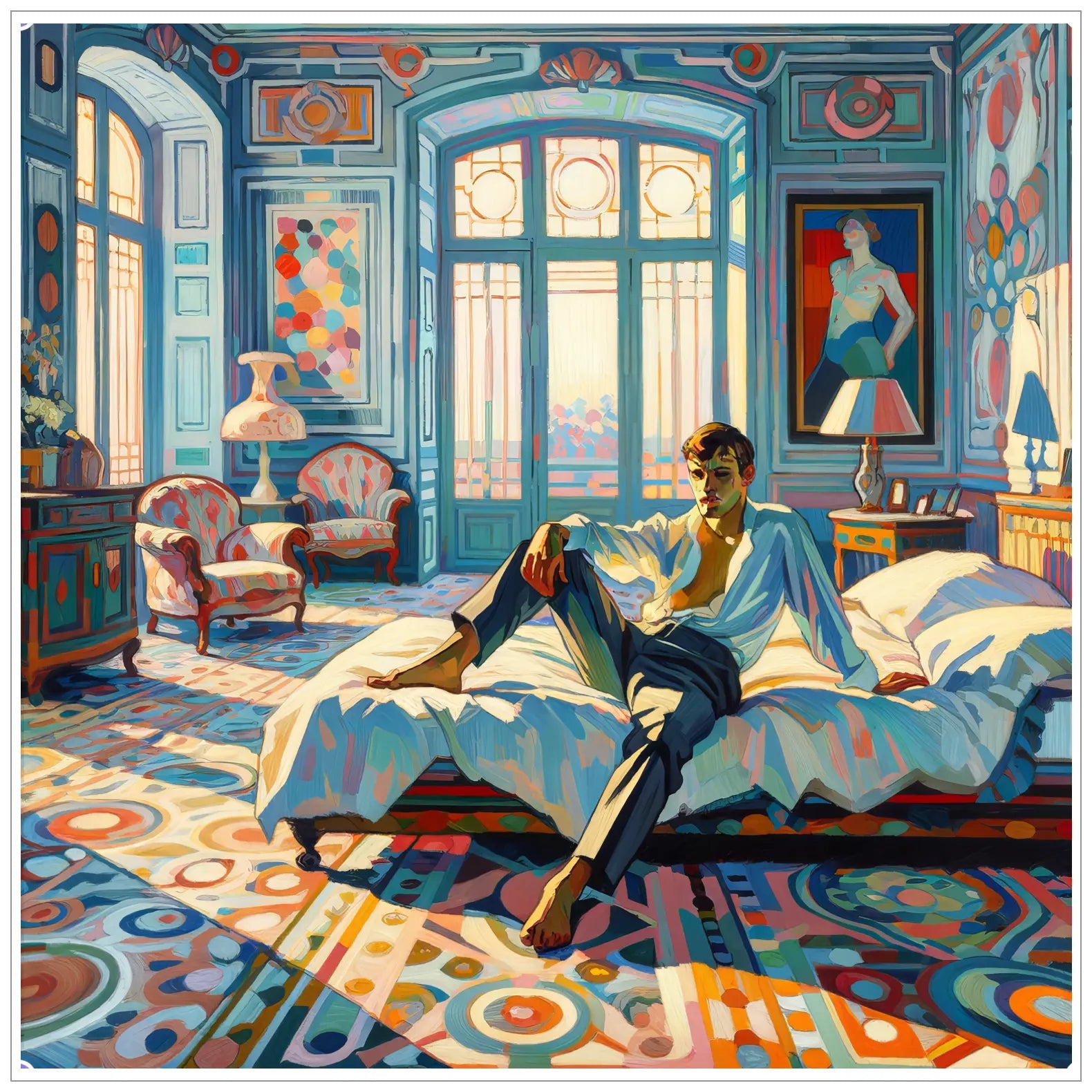 Bourgois Canvas - Elegantes Aquarell-Porträt bei KUNSTWERK BILDER