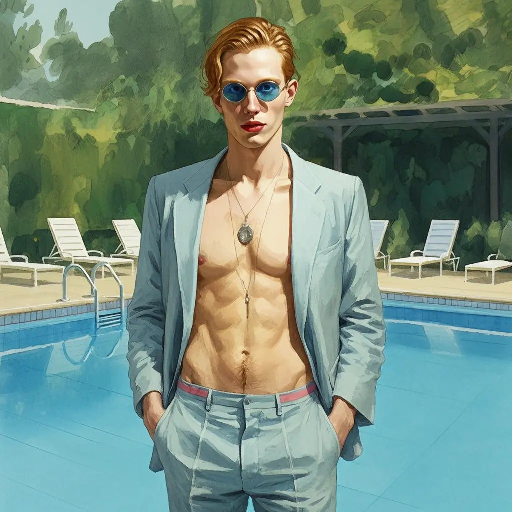 Gay Art Posing am Pool - Kunstdruck bei KUNSTWERK BILDER