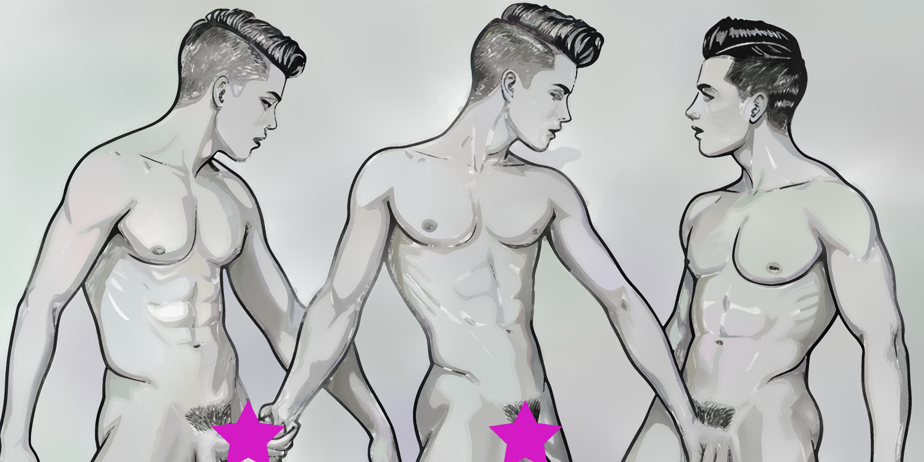 Drei schwule Männer beim Sex - Außergewöhnliches Wandbild bei KUNSTWERK BILDER