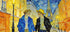 Verliebte Jungs in Paris Van Gogh Stil – Hand in Hand unter Sternenhimmel, Eiffelturm – Gay Love Art Wandbild