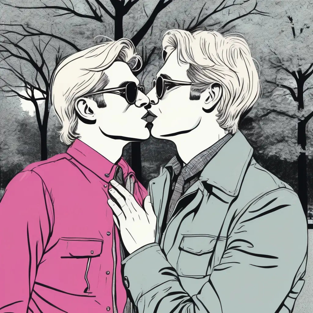 Warhol trifft Gay Love - Pop Art Kuss KUNSTWERK BILDER