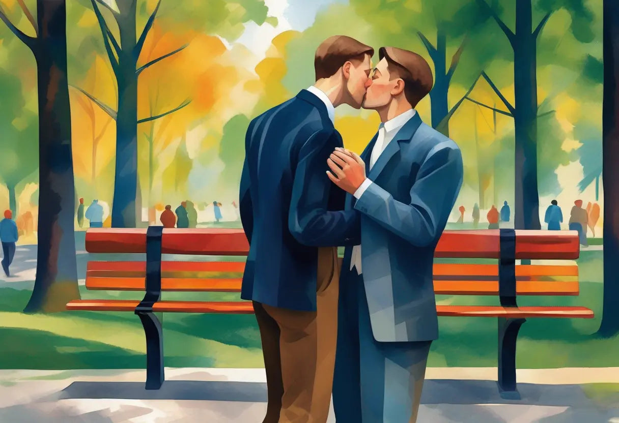 Hopper trifft Gay Love - Kuss im Park KUNSTWERK BILDER