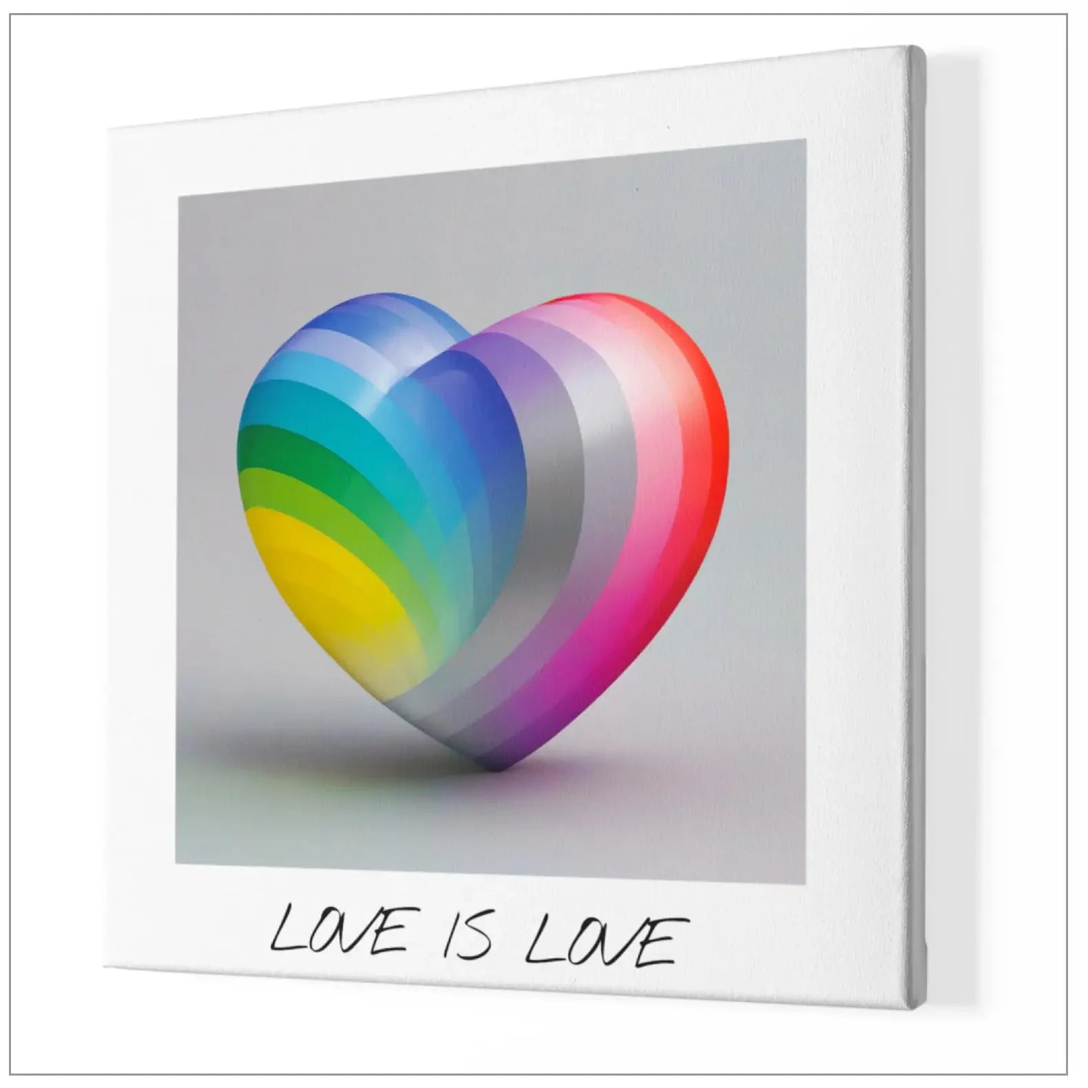 Bunter Regenbogen-Herz-Leinwanddruck mit Love is Love - Galerie Schöne Künste