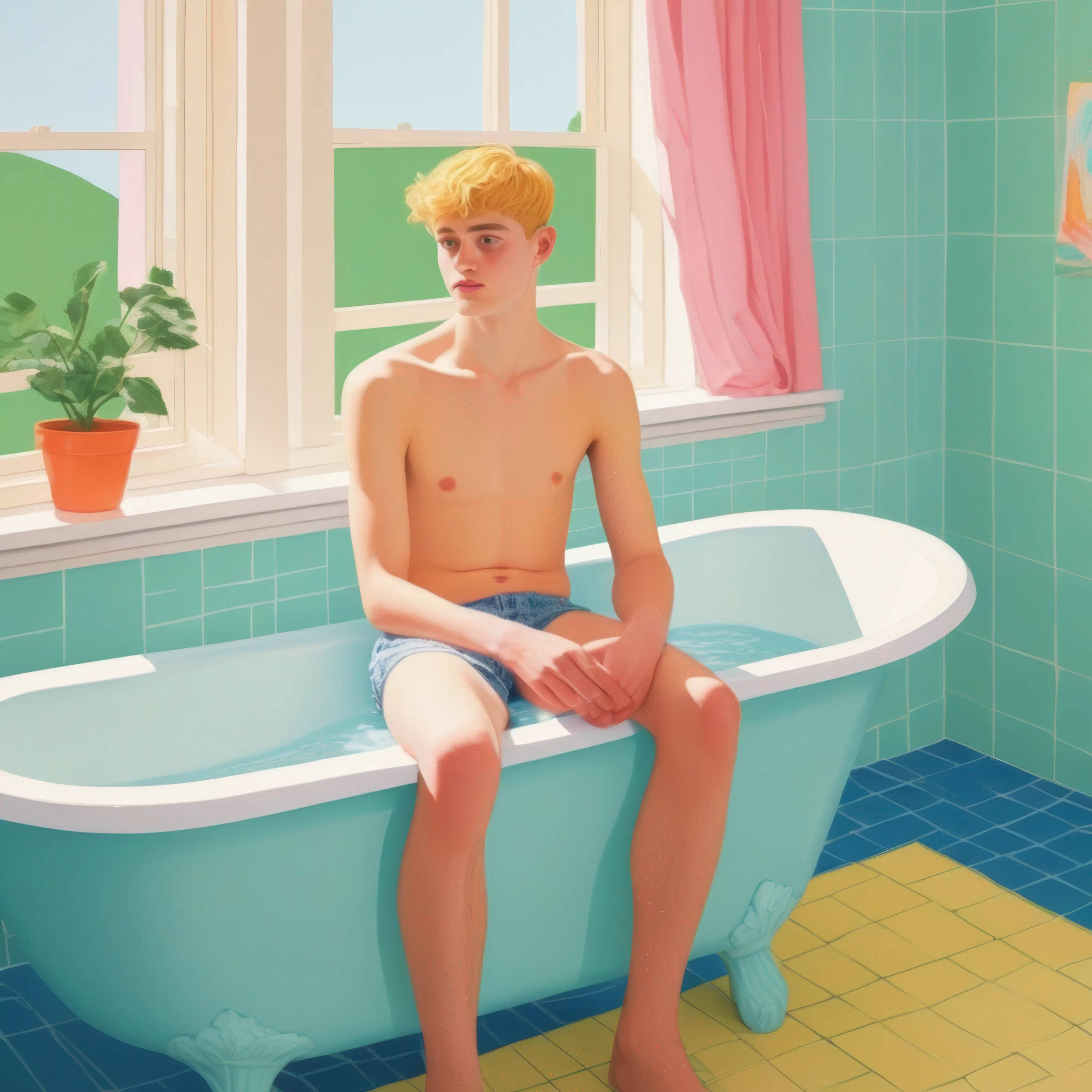 Gay Art Canvas - Twink am Wannenrand | Kunstwerk Bilder KUNSTWERK BILDER