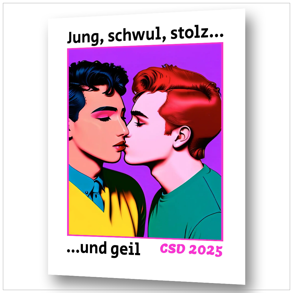 Gay Art - Jeune, gay, fier... et sexy Poster - CSD 2025 Gay Pride Pop-Art | Images d'œuvres d'art