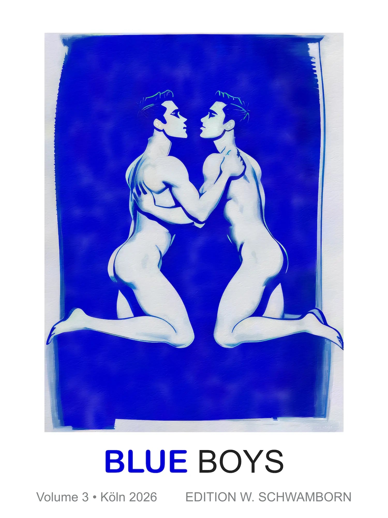 Blue Boys #3 Poster - Premium Gay Love Art Aquarell-Stil KUNSTWERK BILDER