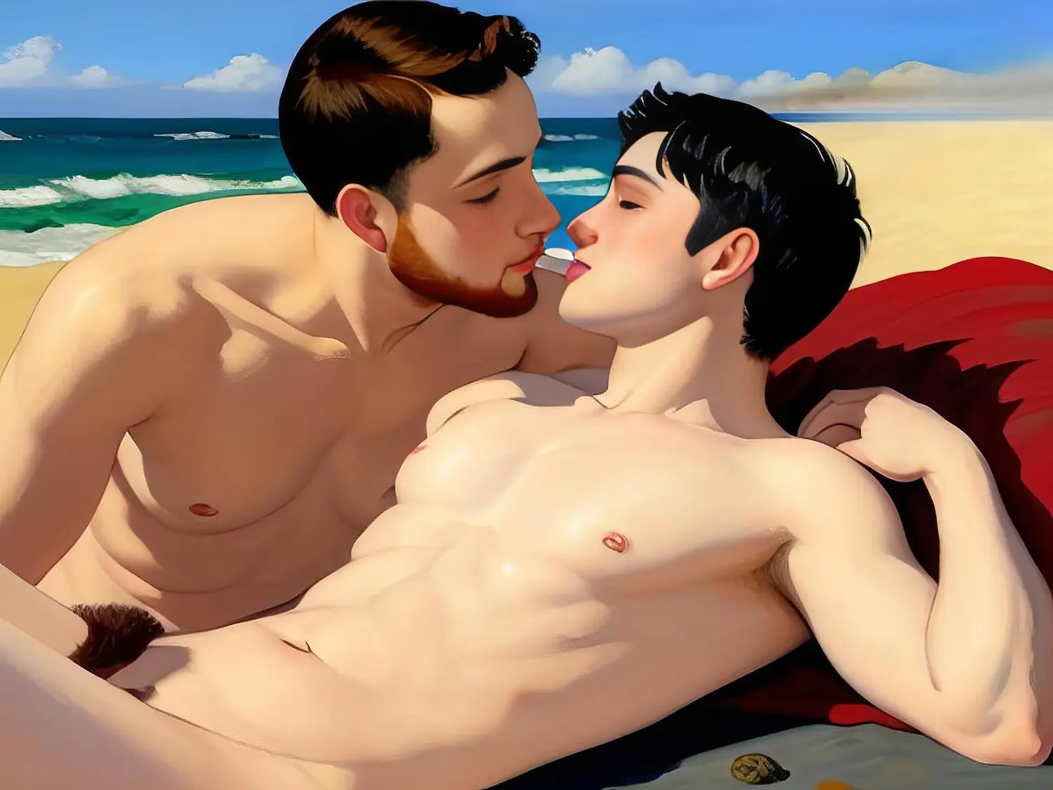 Sargent trifft Gay Love - Strandkuss KUNSTWERK BILDER