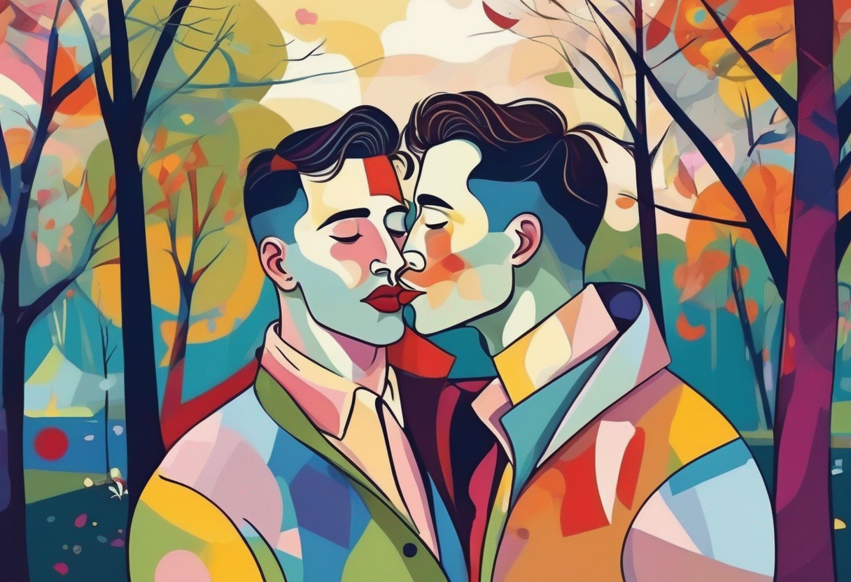 Gay im Kubismus Stil - Kuss der Männer