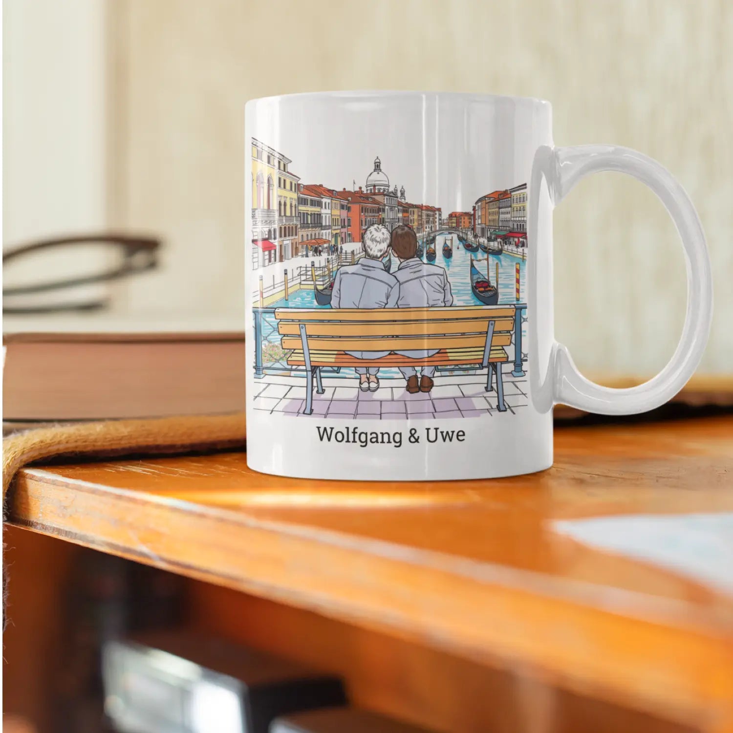 Venedig Liebe - Personalisierbare Gay Love Kunst-Tasse | Kunstwerk Bilder KUNSTWERK BILDER