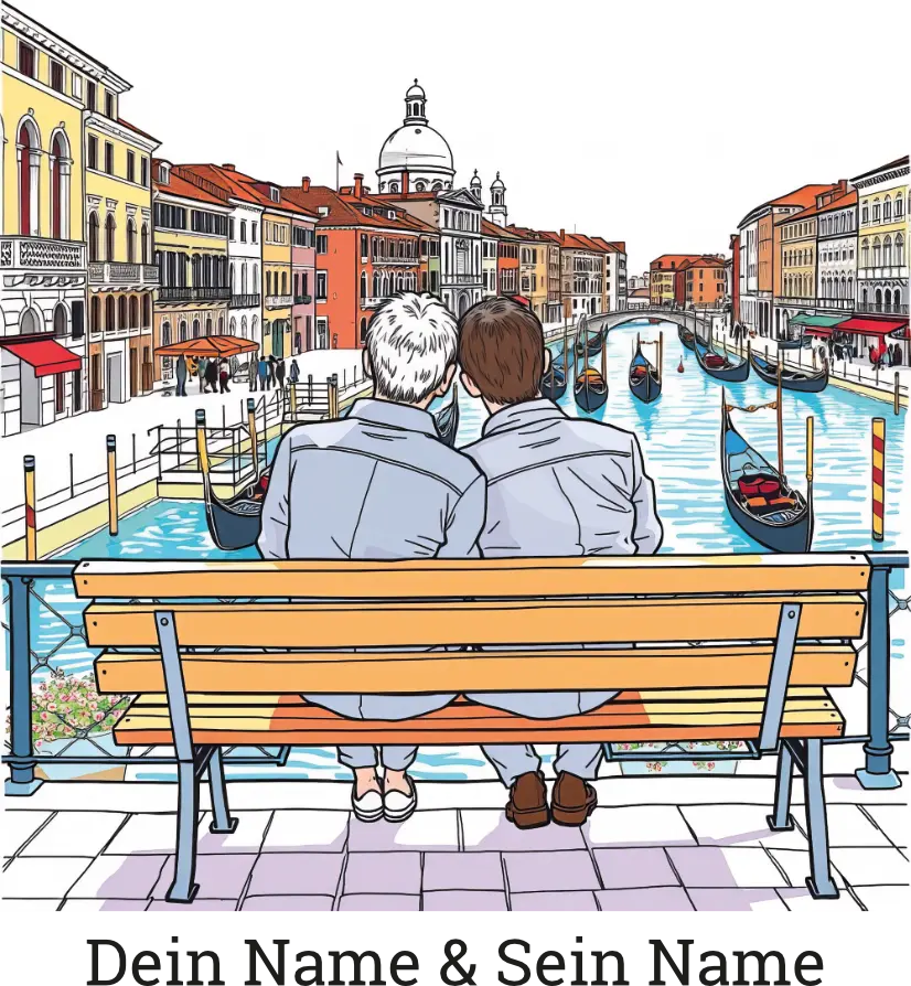 Venedig Liebe - Personalisierbare Gay Love Kunst-Tasse | Kunstwerk Bilder KUNSTWERK BILDER