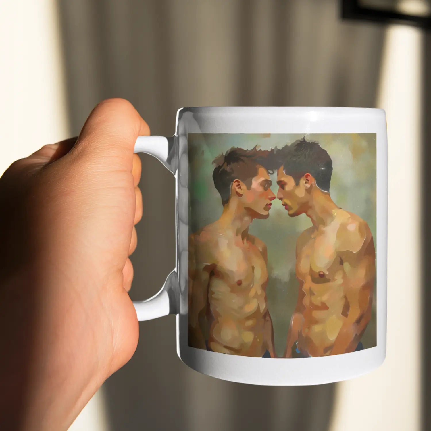 Vor dem Kuss - Gay Love Kunst-Tasse | Kunstwerk Bilder KUNSTWERK BILDER