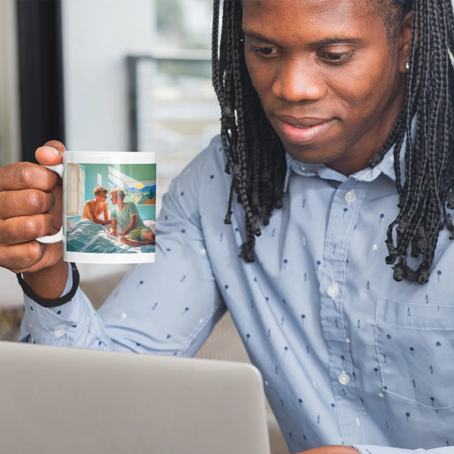 Morgenlicht - Gay Love Kunst-Tasse | Kunstwerk Bilder KUNSTWERK BILDER