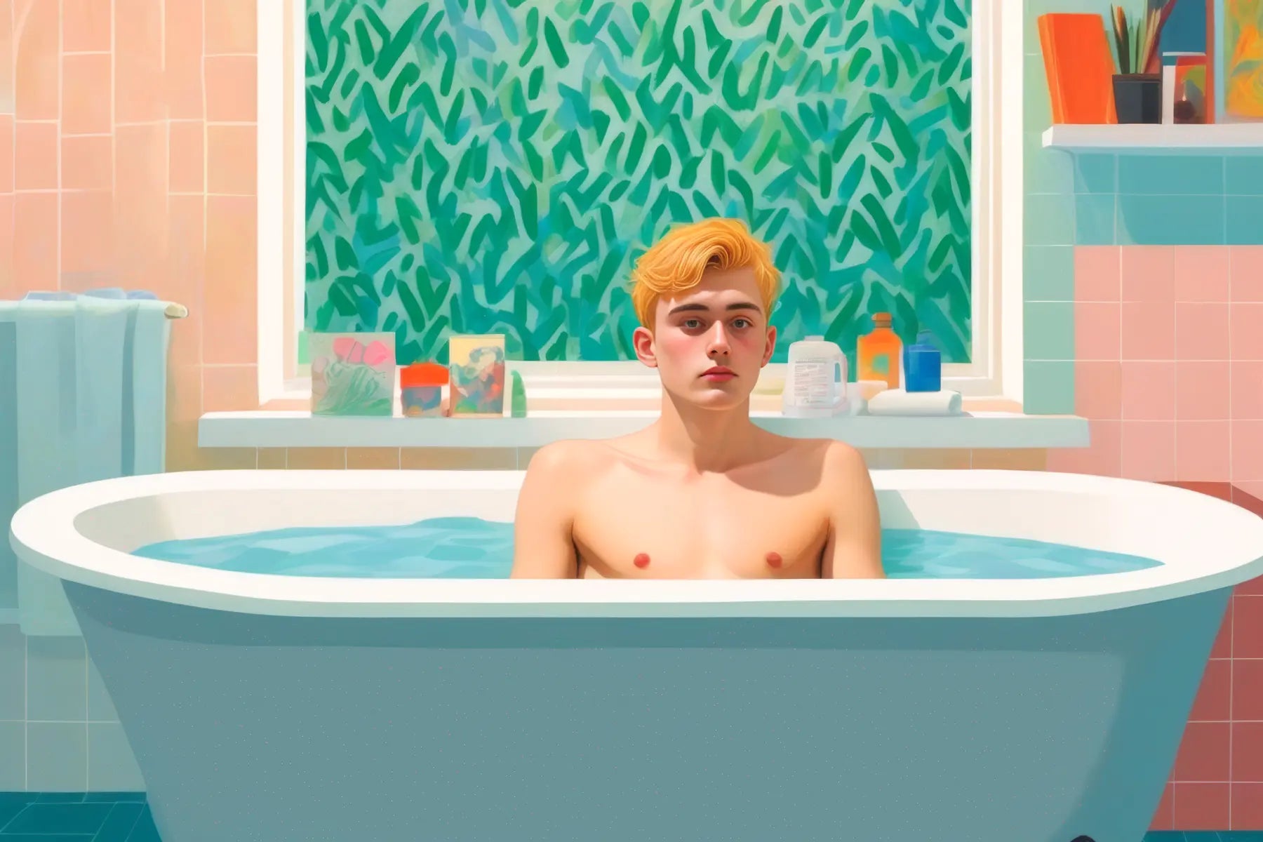 Gay Art Canvas - Junger Mann in Badewanne | Kunstwerk Bilder KUNSTWERK BILDER