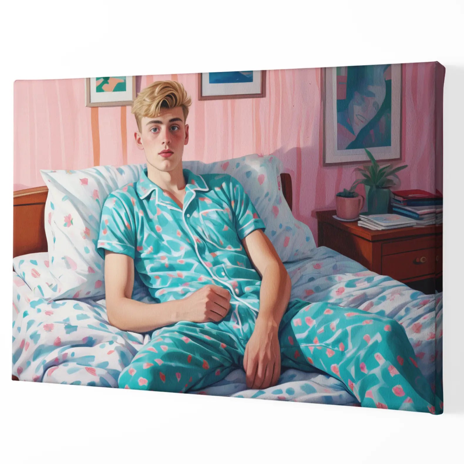 Gay Art Canvas - Junger Mann im Bett | Kunstwerk Bilder KUNSTWERK BILDER