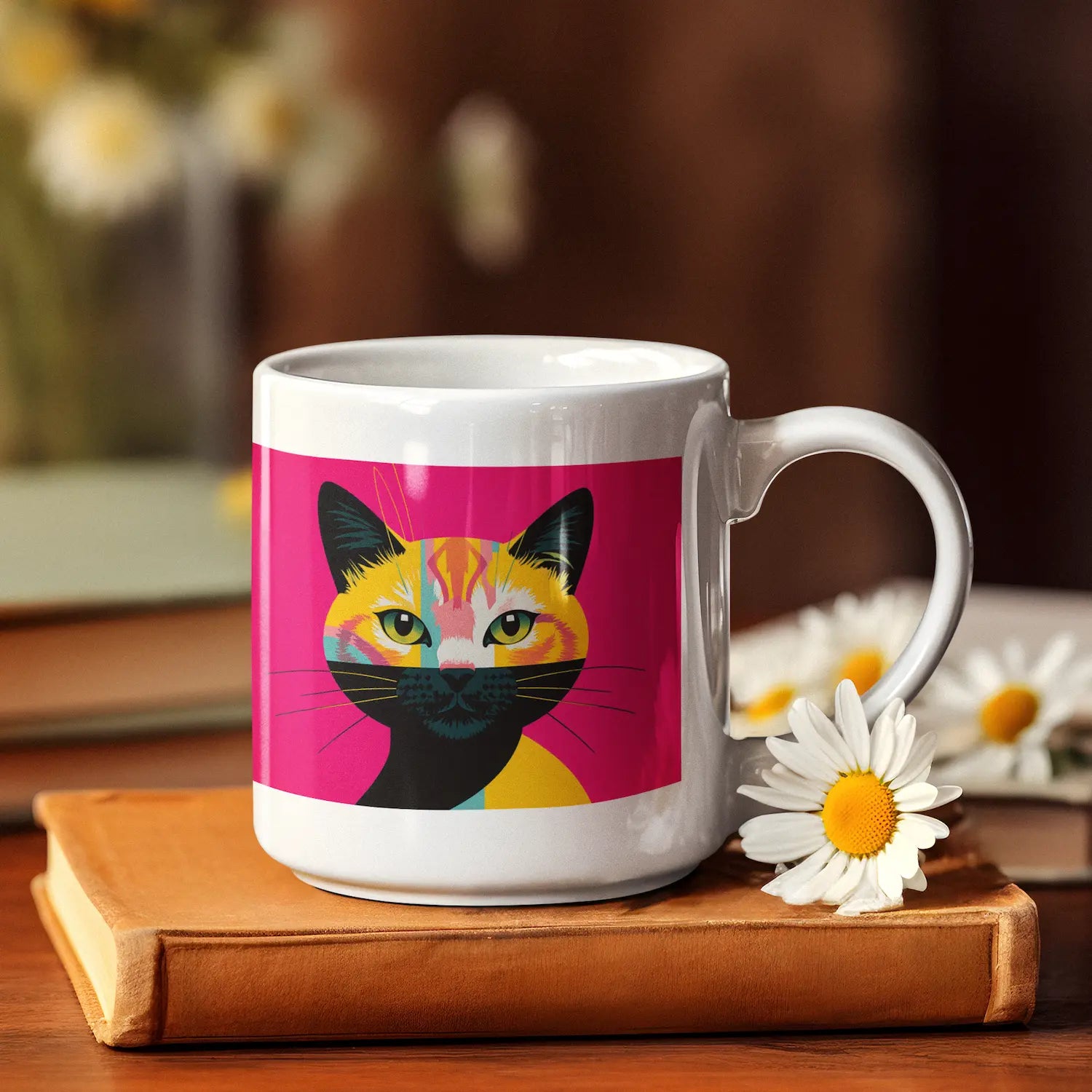 Bunte Katze Kunst-Tasse - Pop Art Design KUNSTWERK BILDER