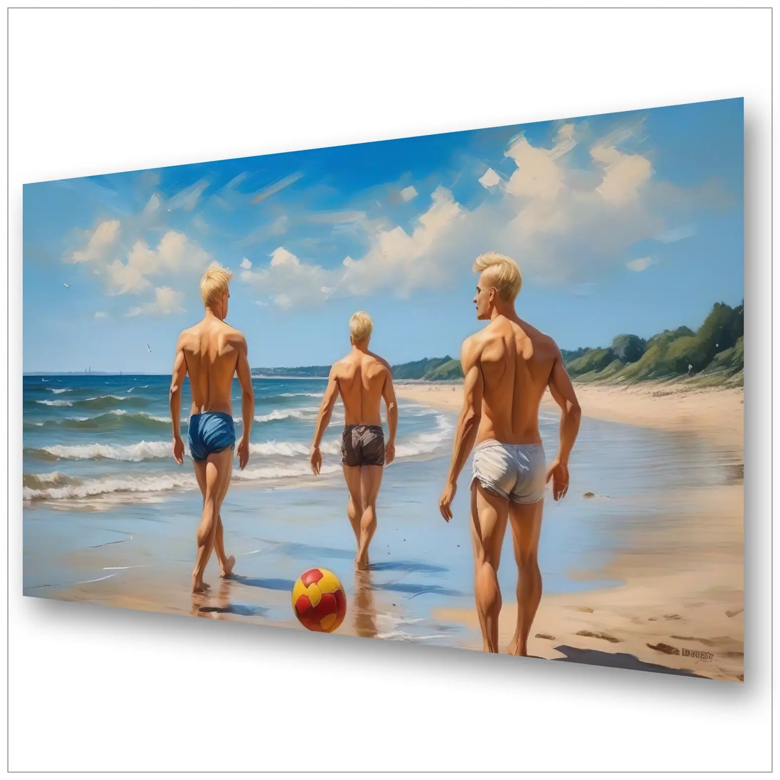 Drei am Strand - Sommerliche Kunst im realistischen Stil | Kunstwerk Bilder KUNSTWERK BILDER