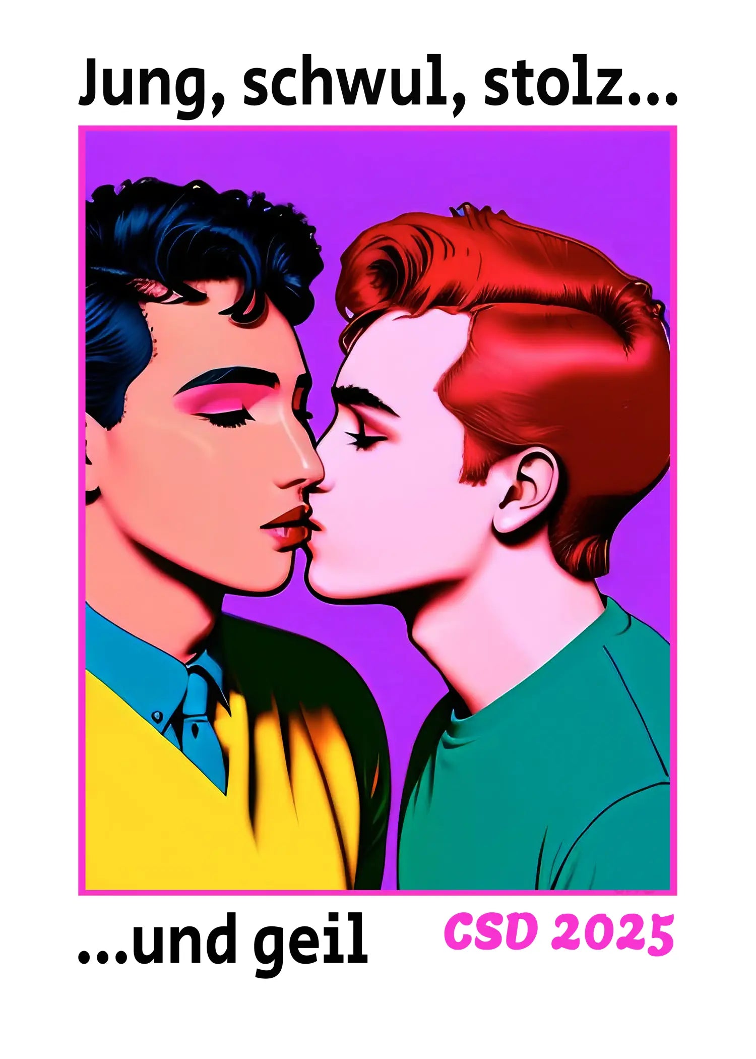 Jung, schwul, stolz... und geil Poster - CSD 2025 Gay Pride Pop-Art | Kunstwerk Bilder KUNSTWERK BILDER