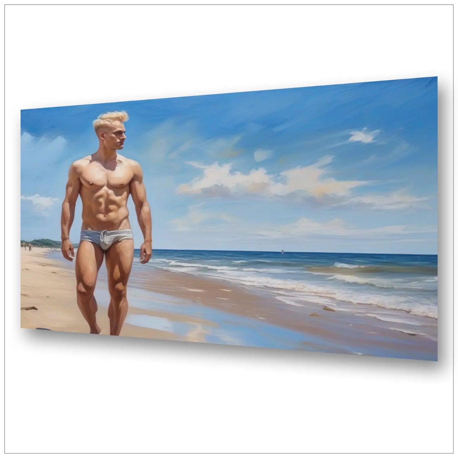 Selbstbewusst am Strand - Gay Art im Norbert Bisky Stil | Kunstwerk Bilder KUNSTWERK BILDER