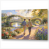 Zwe schwulei Männer Hand in Hand in Monets Garten Giverny – Impressionistische Gay Art mit japanischer Brücke
