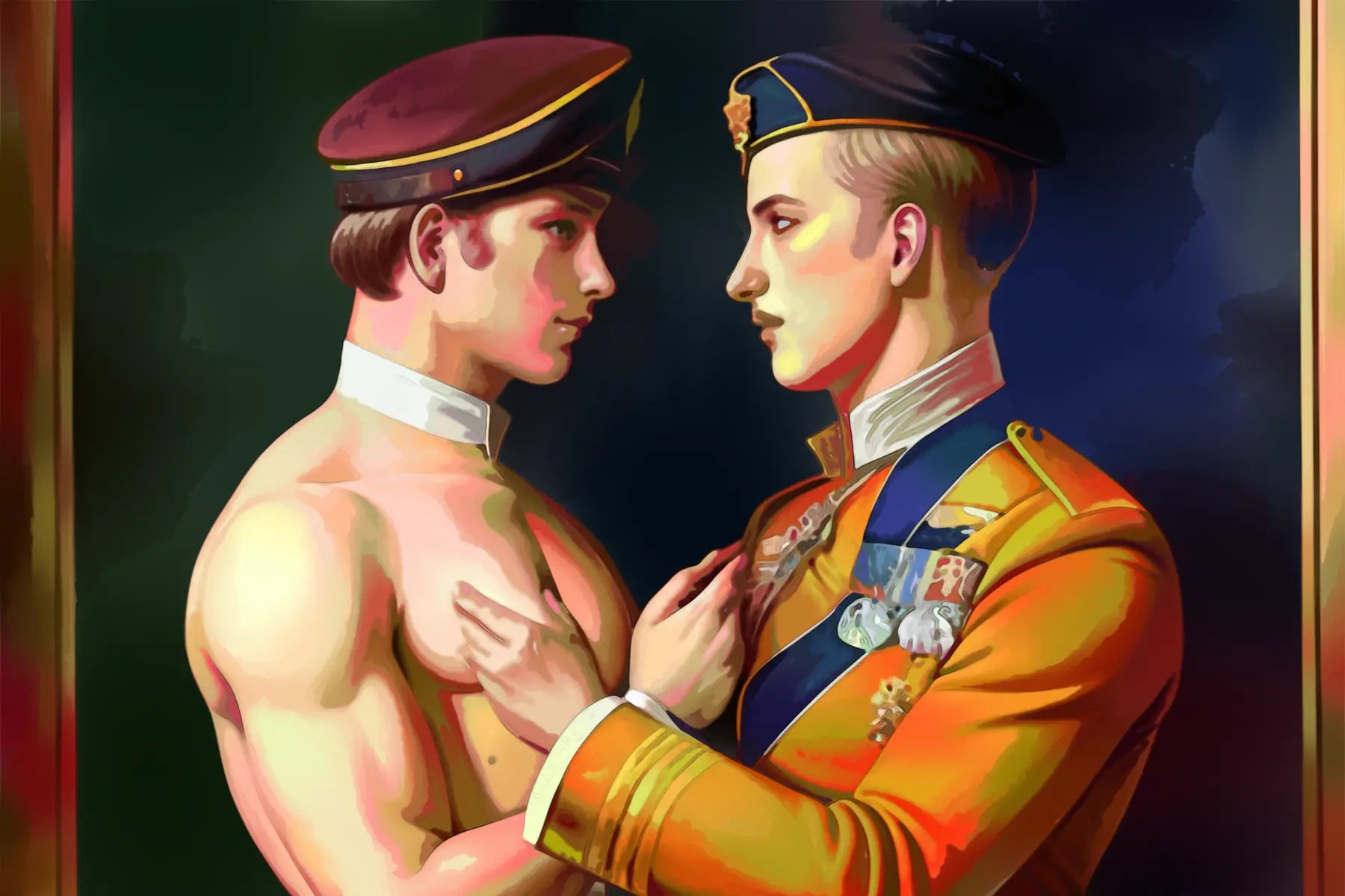 Klassisches Porträt trifft Gay Love - Offizier und Soldat | Kunstwerk Bilder KUNSTWERK BILDER