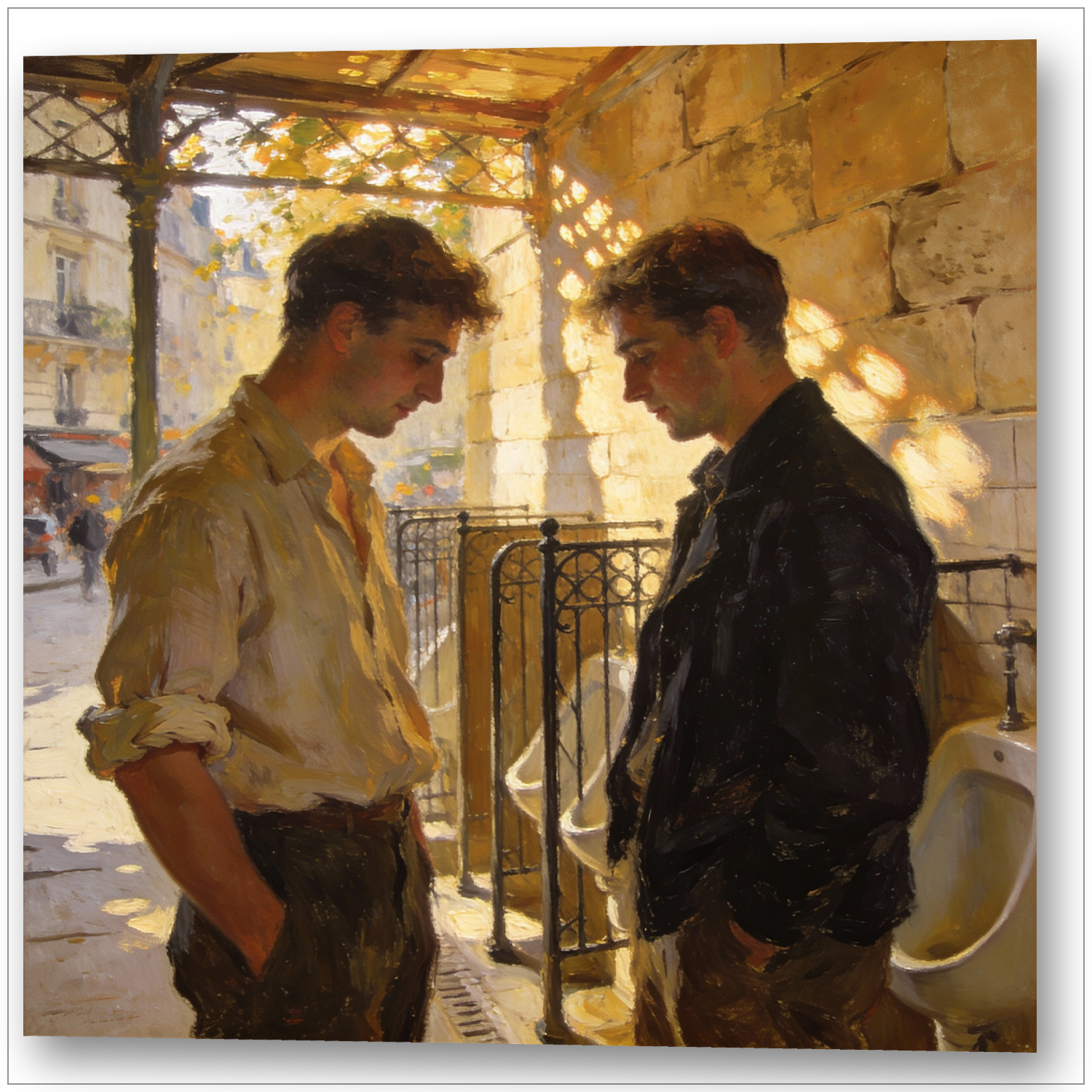 Gay Sex Treff - Historisches Pissoir Paris - Wandbild Gay Love