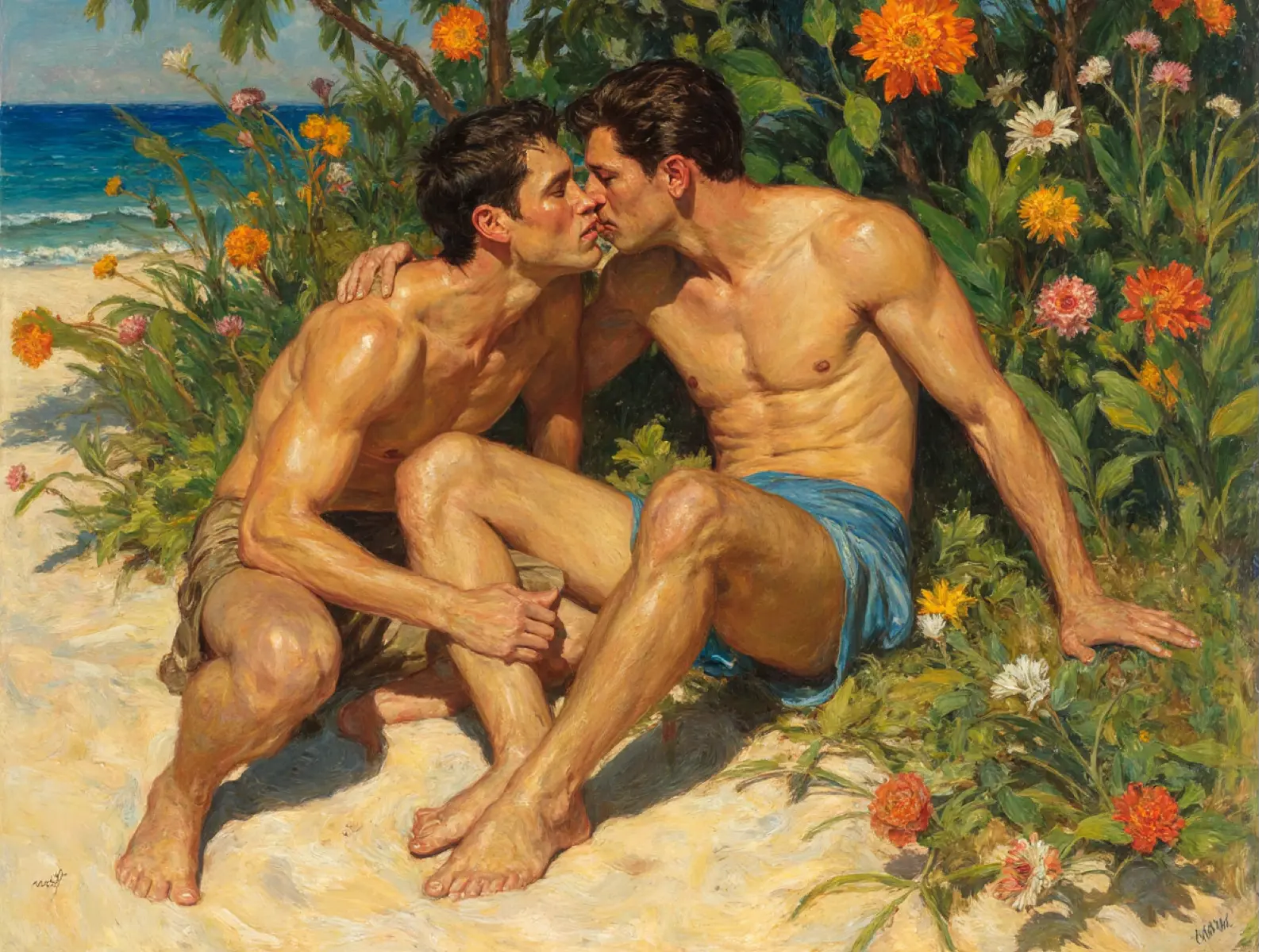 Südsee Paradies Kuss - Gauguin-Inspiration | Kunstwerk Bilder KUNSTWERK BILDER