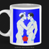 Zwei Männer im innigen Kuss - Minimalistischer Aquarell-Stil in Blau und Weiß - Blue Boys Premium Tasse - Gay Fine Art
