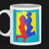 Zwei Männer im Kuss - Matisse-inspirierte Farbexplosion in Rot, Blau, Gelb und Türkis - Blue Boys Premium Tasse - Gay Fine Art
