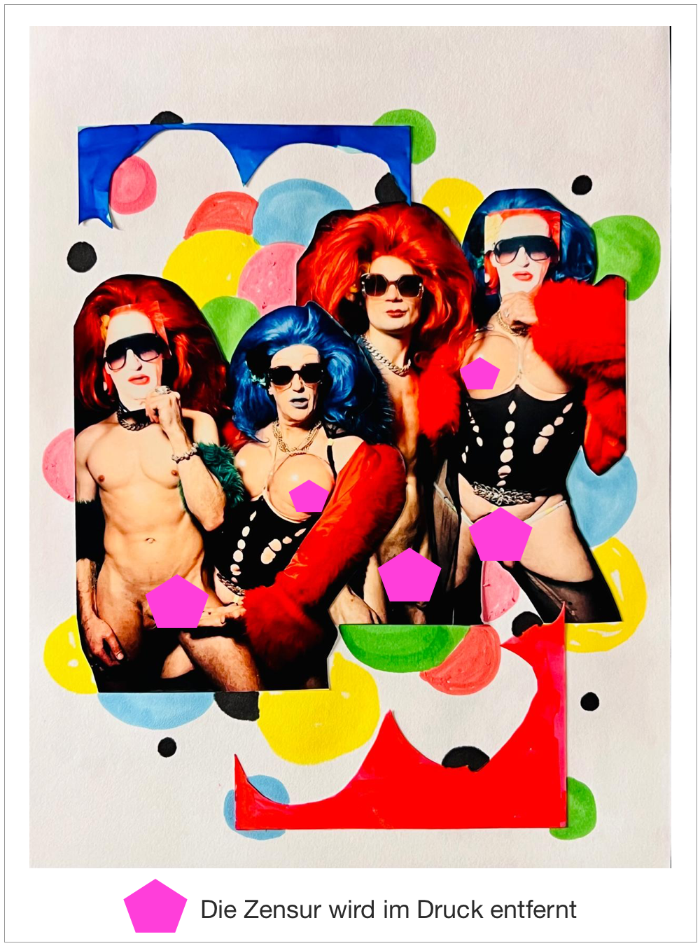 Vier Drags in selbstbewusster Pose - Bunte Collage - Gay Art - Canvas Wandbild - Tim Lienhard
