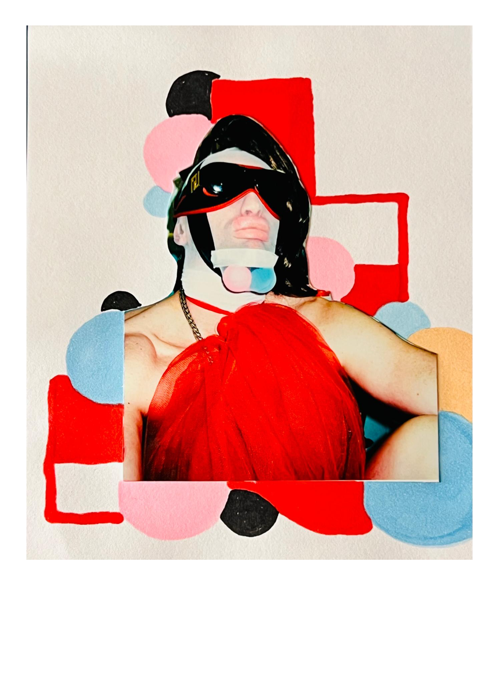 Glamour-Pose mit roter Sonnenbrille - Geometrische Collage - Gay Art - Canvas Wandbild - Tim Lienhard

