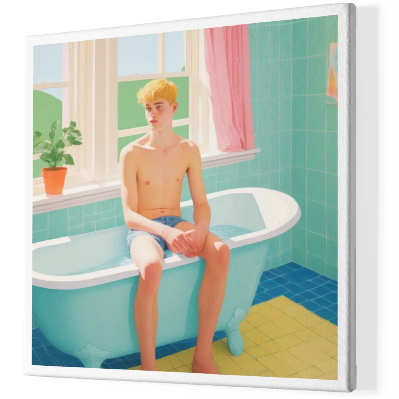 Gay Art Canvas - Twink am Wannenrand | Kunstwerk Bilder KUNSTWERK BILDER